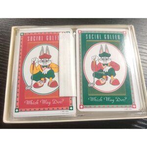 1993 Looney Tunes Double Deck Playing Cards Bugs Bunny Social Golfer Red/Green